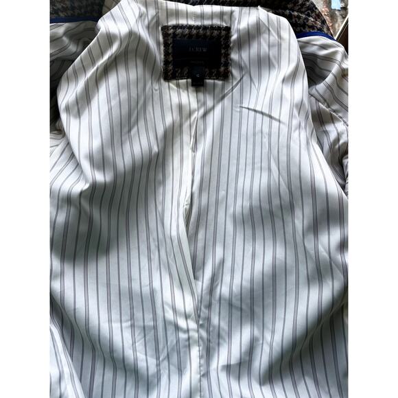 J. Crew Rhodes Blazer Jacket Wool Tweed Houndstooth Elbow Patches Brown Size 12 - Picture 8 of 11